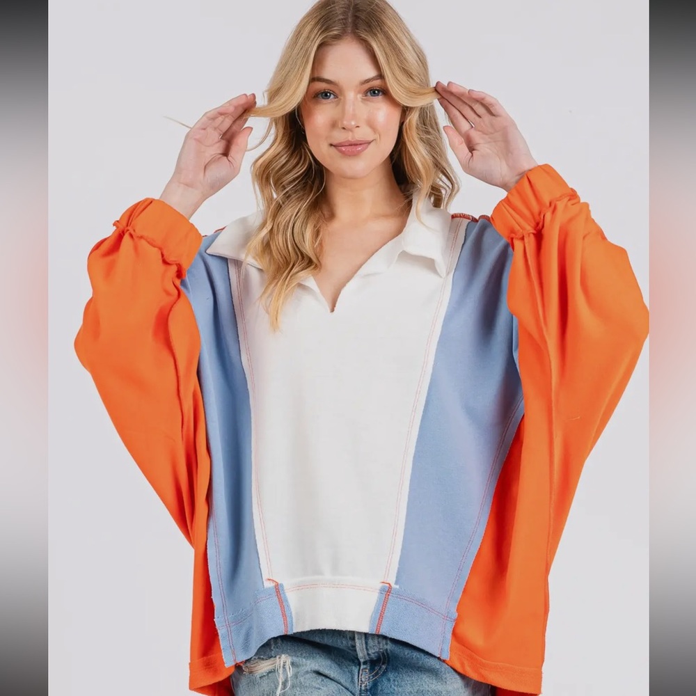 ✨RESTOCKED✨Contrast Collared Oversized Sweatshirt